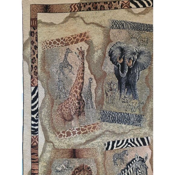 Safari Animals Tapestry Wall Hanging By Milliken Gibson 26x36 Inches - Picture 3 of 10